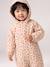 Fleece-lined baby's hooded printed rainsuit old rose+vanilla 