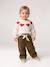 Wide Trousers in Corduroy with Flowers Belt for Babies old rose+olive 