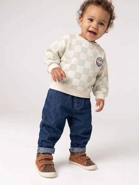 Basics denim jeans for babies with elasticated waist and pockets brut denim+denim grey 