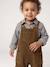 Dungaree set with shirt for baby boys olive 