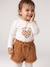 Long-sleeved baby t-shirt with leopard heart pattern ecru+navy blue 