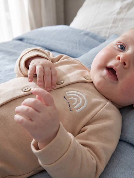 Long-sleeved playsuit for baby beige 