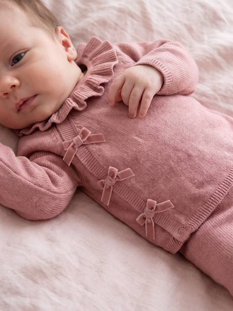 Knitted baby set for baby girls blush 