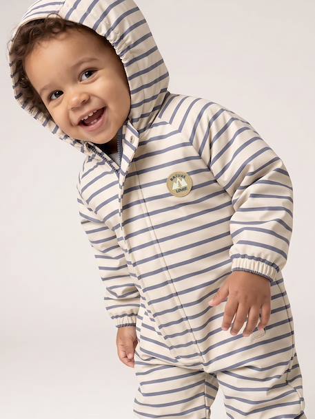 Water-Repellent Pramsuit with Hood, Lined in Polar Fleece, for Babies sage green+sandy beige 