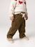 Wide Trousers in Corduroy with Flowers Belt for Babies old rose+olive 