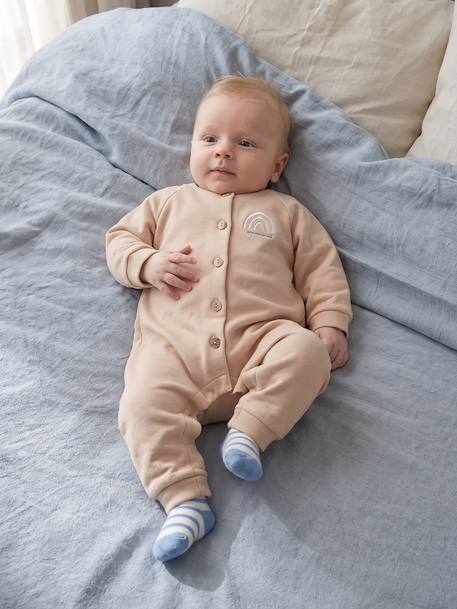 Long-sleeved playsuit for baby beige 