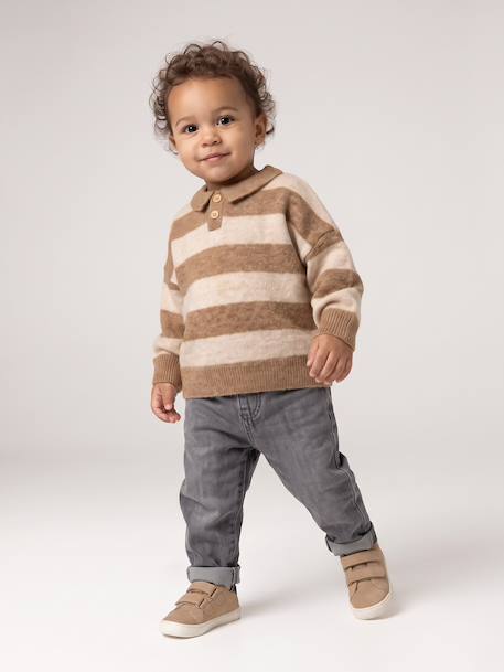 Polo jumper for baby taupe 