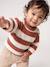 Striped jumper for baby boys navy blue+terracotta 