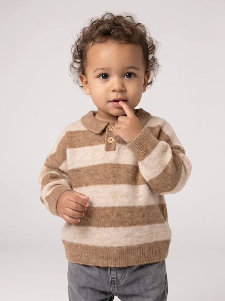 Polo jumper for baby taupe 
