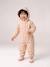 Fleece-lined baby's hooded printed rainsuit old rose+vanilla 