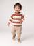 Striped jumper for baby boys navy blue+terracotta 