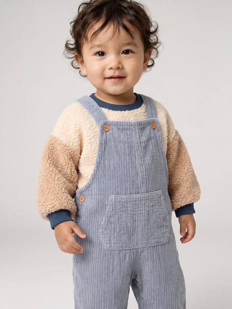 Dungarees and sherpa sweatshirt set for baby boys grey blue 