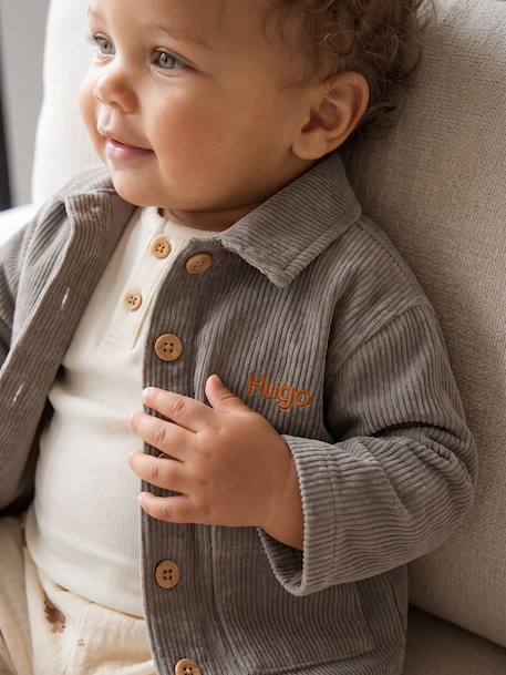 Shirt overshirt and T-shirt set for baby khaki 