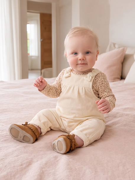 Dungaree set and bodysuit for baby girls vanilla 