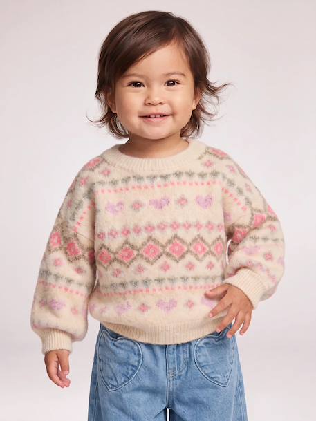 Long-sleeved jumper for baby girls rose 