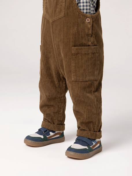 Dungaree set with shirt for baby boys olive 