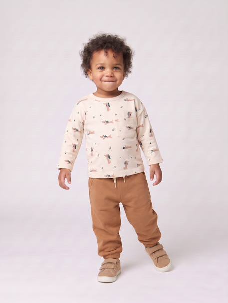 T-shirt and trousers set for baby caramel+green 