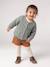 Chunky knit baby cardigan marl beige+sage green 