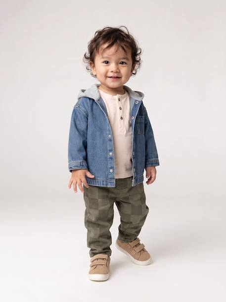 Hooded Denim Shirt for Babies stone 