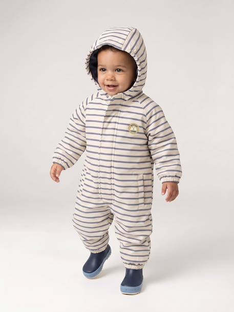 Water-Repellent Pramsuit with Hood, Lined in Polar Fleece, for Babies sage green+sandy beige 