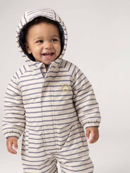 Water-Repellent Pramsuit with Hood, Lined in Polar Fleece, for Babies sage green+sandy beige 