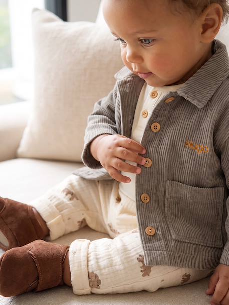 Shirt overshirt and T-shirt set for baby khaki 