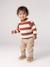 Striped jumper for baby boys navy blue+terracotta 