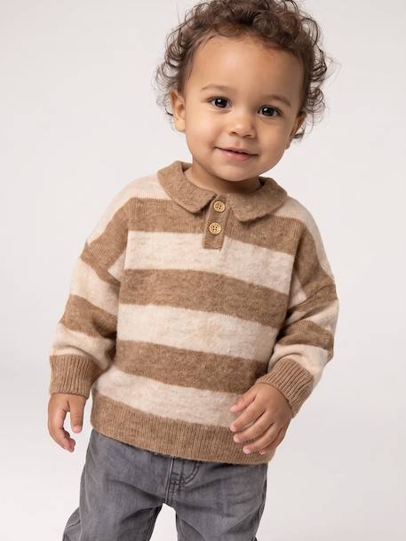 Polo jumper for baby taupe 