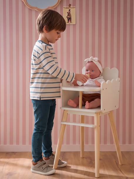 FSC® scalloped wooden doll's high chair white 