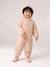 Fleece-lined baby's hooded printed rainsuit old rose+vanilla 