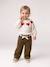 Wide Trousers in Corduroy with Flowers Belt for Babies old rose+olive 