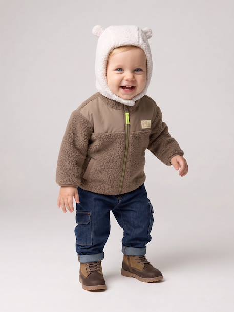 Zip-up jacket for baby boys taupe 