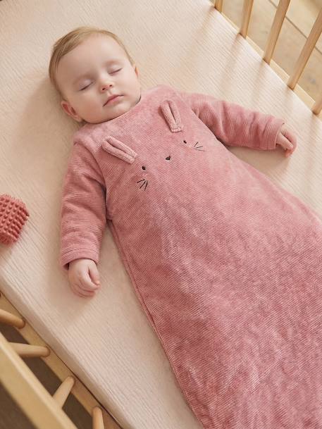 Baby sleeping bag in corduroy beige+old rose 