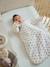 Velour baby sleep bag with removable sleeves ecru 