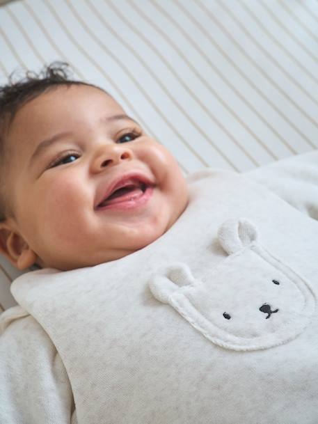 Velour baby sleep bag with removable sleeves marl beige 