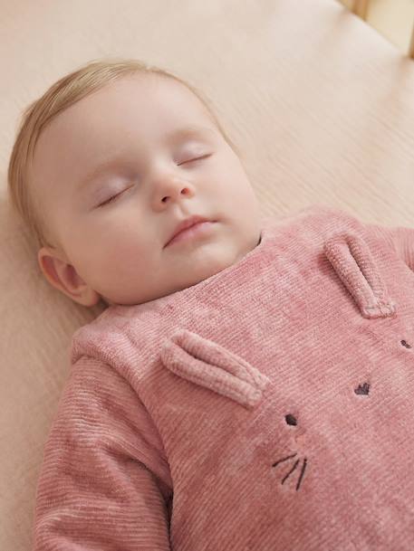 Baby sleeping bag in corduroy beige+old rose 