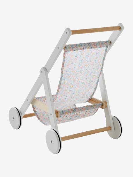 Wooden Pushchair for Dolls - Wood FSC®100% Certified Wood/White 