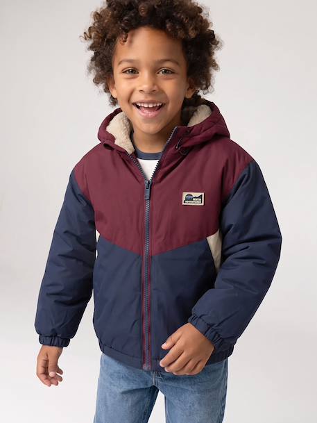 Hooded jacket for boys bordeaux red 