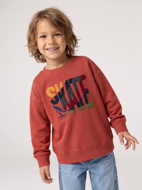 Crewneck sweatshirt for boys navy blue+tomato red 