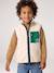 Sleeveless sherpa cardigan for boys caramel+ecru 