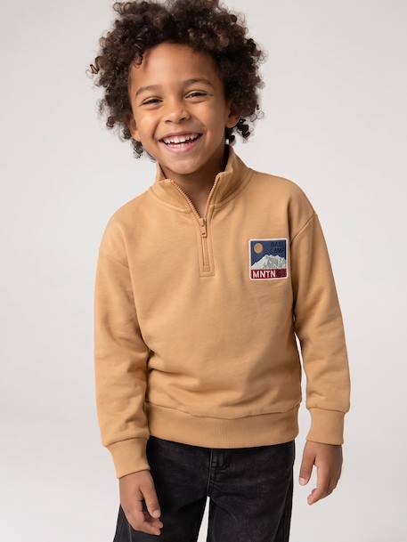 Sweatshirt with trucker collar for boys peacock blue+yellow 