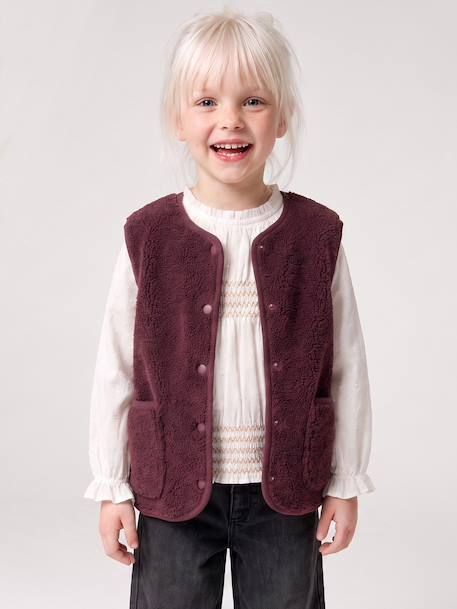 Sleeveless Sherpa Jacket for Girls blush+plum+vanilla 