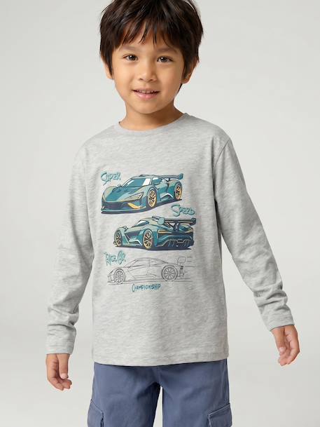 Top with Fun Motif for Boys ecru+marl grey+slate grey 