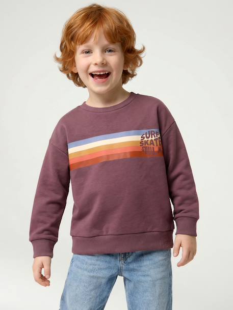 Crew neck sweatshirt for boys marl white+mauve 