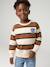 Striped sweatshirt with crew neck for boys hazel+navy blue+pistachio 