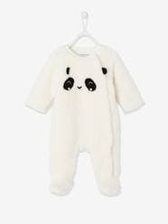 "Panda" Pramsuit in Faux Fur, for Baby Boys
