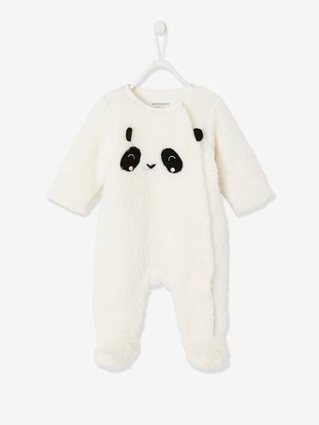 'Panda' Pramsuit in Faux Fur, for Baby Boys BROWN MEDIUM SOLID WITH DESIGN+White 
