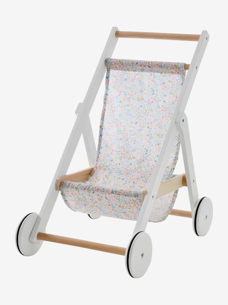 Wooden Pushchair for Dolls - Wood FSC® Certified Wood/White 