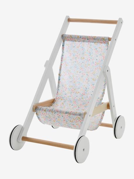 Wooden Pushchair for Dolls - Wood FSC®100% Certified Wood/White 