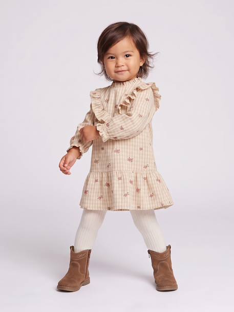 Long-sleeved dress for baby girls ecru 